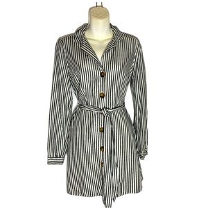 Button-up Striped Dress with belt